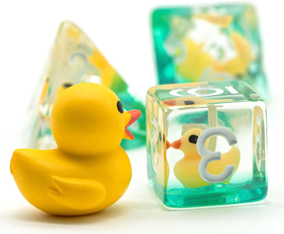 7-Die DND Dice, Polyhedral Dice Set Filled with Animal, Animal Dice Set for Role Playing Game Dungeons and Dragons D&D Dice Pathfinder (Yellow Duck)